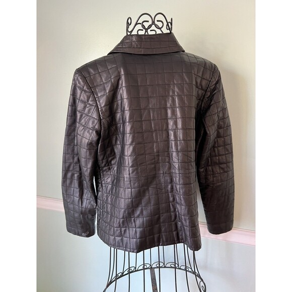 Pendleton black quilted leather lined buttoned long sleeve jacket Small Petite - Picture 2 of 5